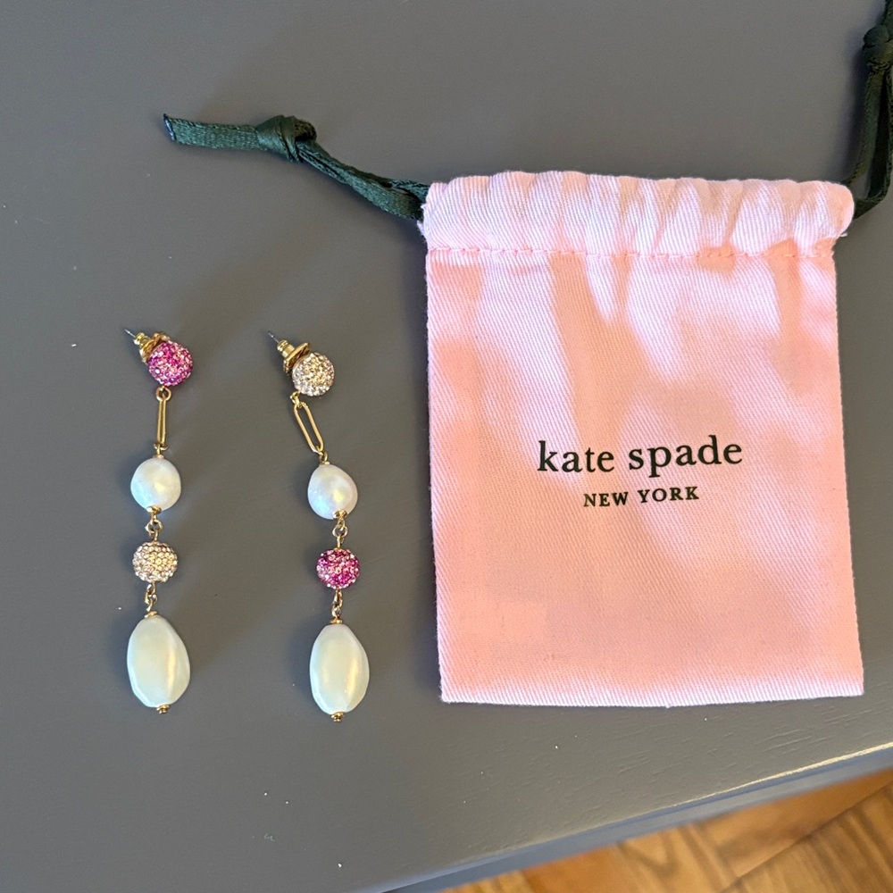Kate Spade Pink and White Stone Earrings
